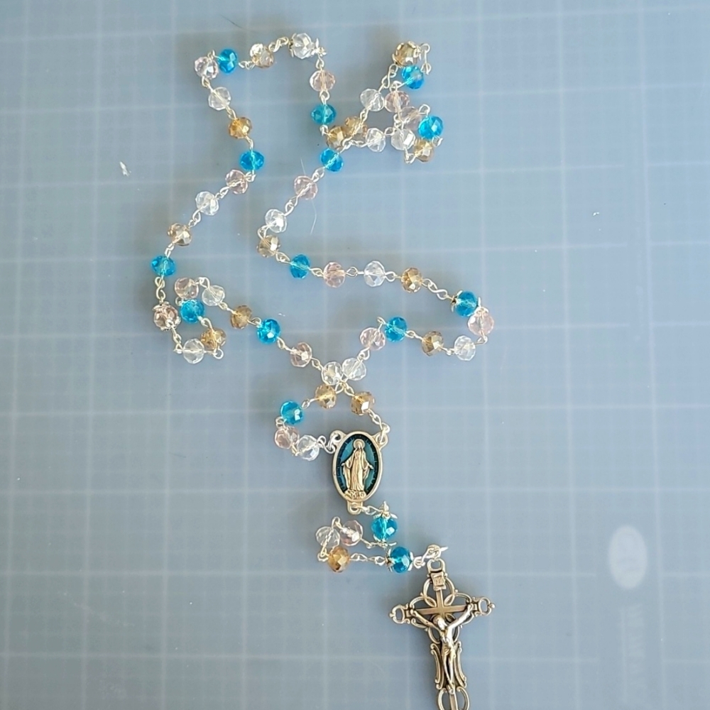 Large One Of A Kind Hand Crafted Rosary Made With Glass Beads
